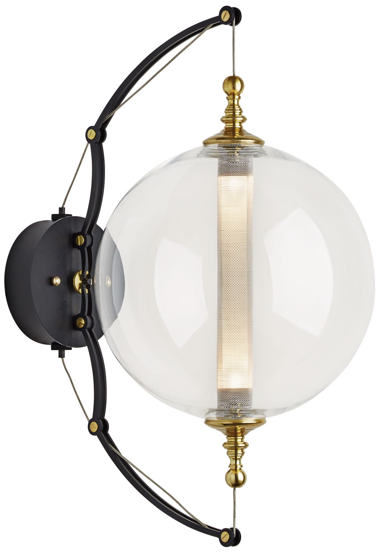 Otto Sphere 21 1/2" High Brass and Black LED Wall Sconce - Made to Order