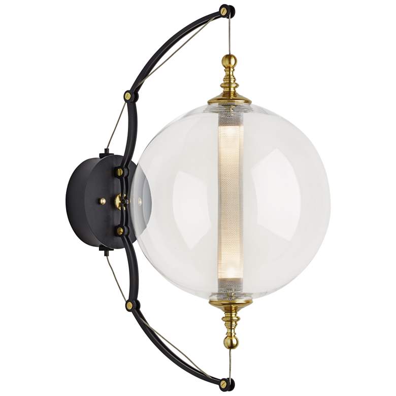 Image 1 Otto Sphere 21 1/2" High Brass and Black LED Wall Sconce