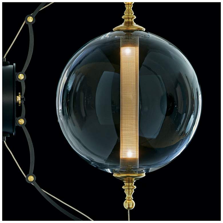 Image 2 Otto Sphere 21 1/2" High Brass and Black LED Wall Sconce more views