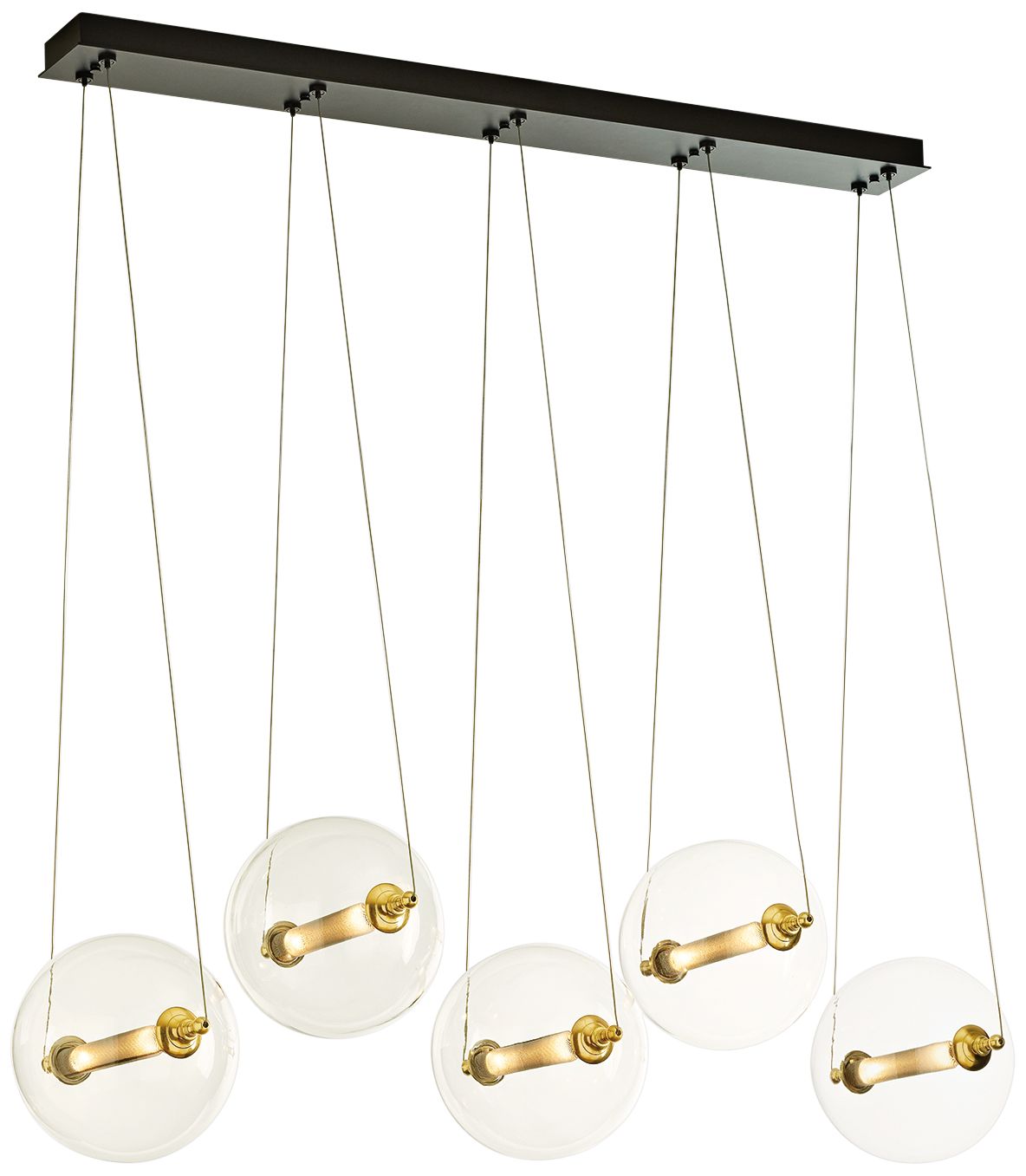 Image 2 Otto Sphere 57" Wide 5-Globe Black Multi-Light Pendant - Made to Order