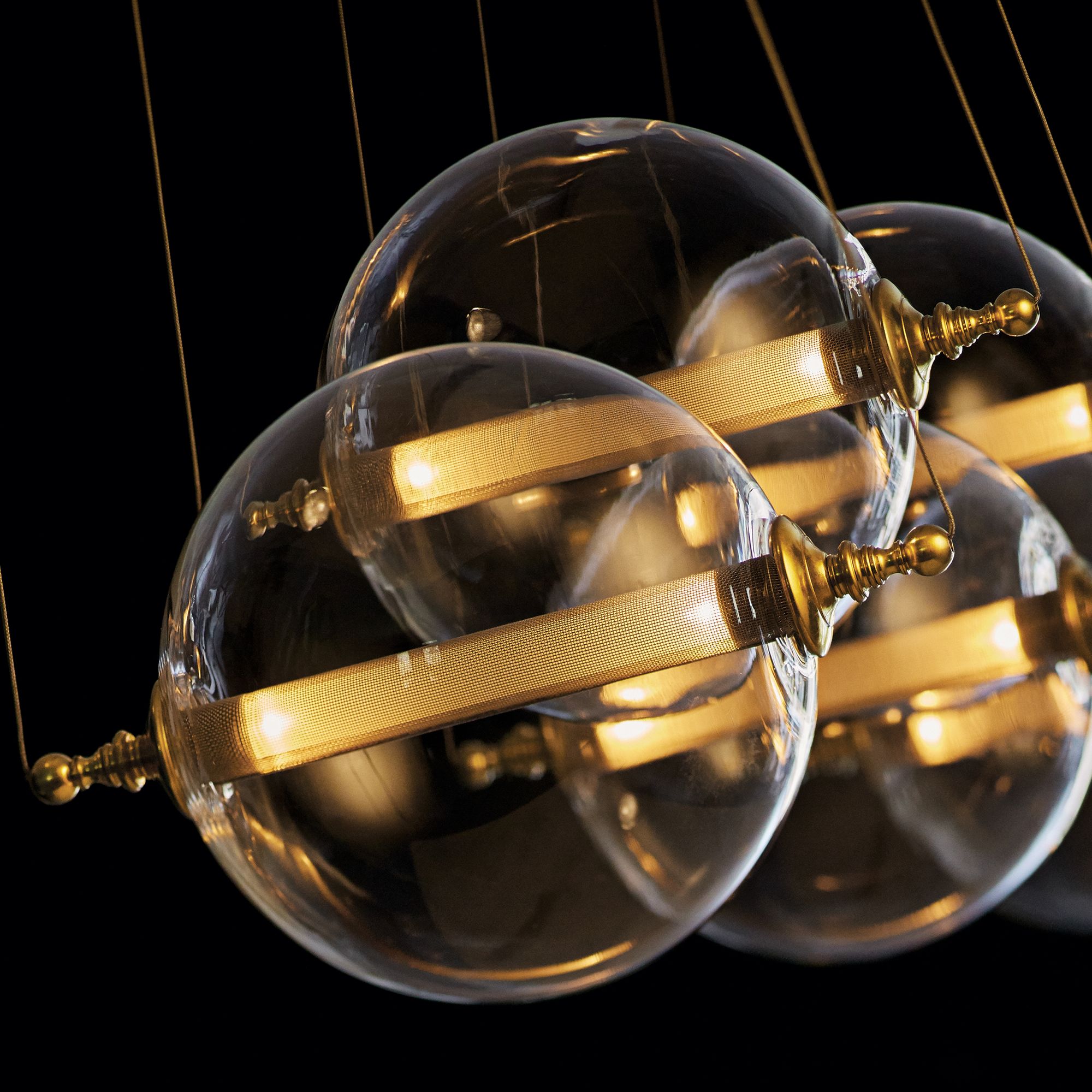 Image 5 Otto Sphere 57" Wide 5-Globe Black Multi-Light Pendant - Made to Order more views