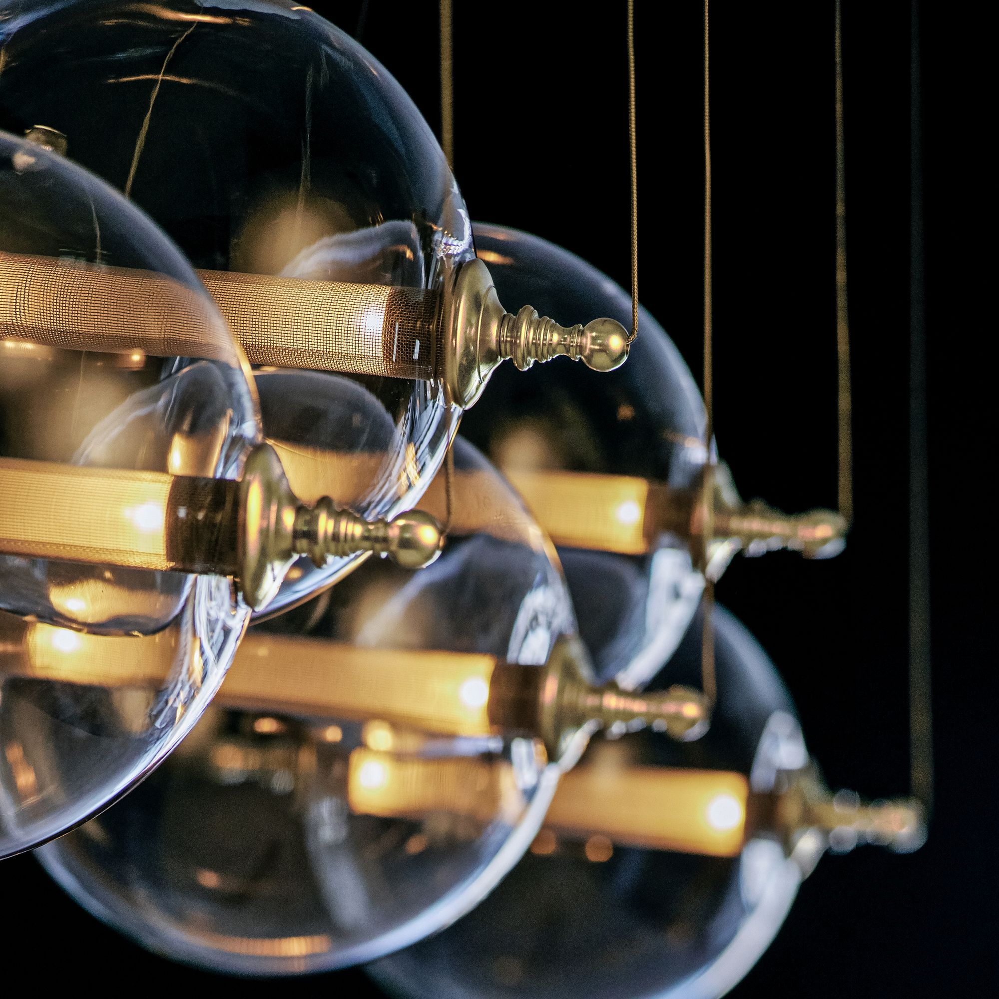 Image 6 Otto Sphere 57" Wide 5-Globe Black Multi-Light Pendant - Made to Order more views