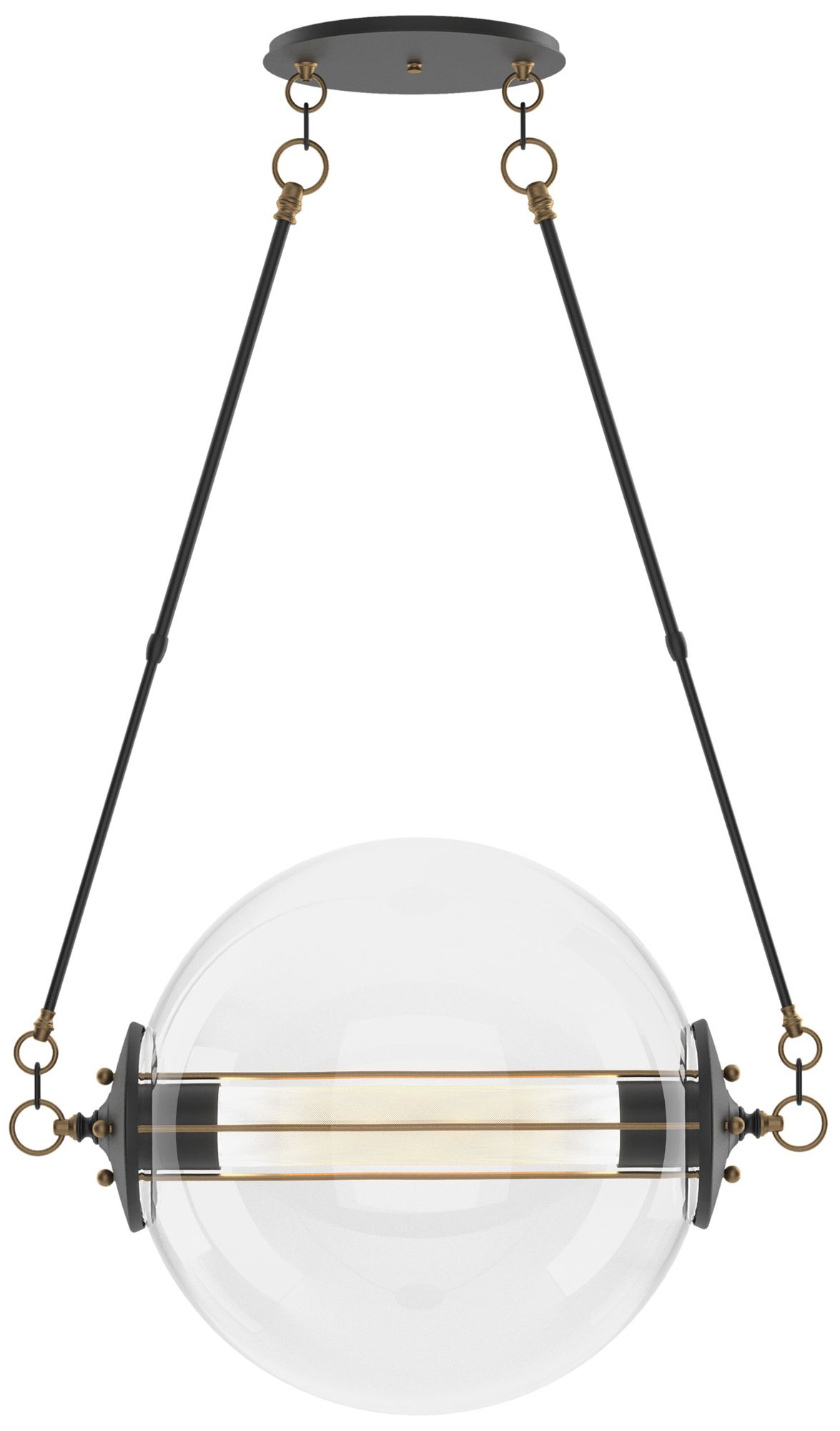 Otto Sphere Pendant Brass w/ Black Clear Frosted Diffuser Made to Order