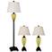 Oulton Amber Glass and Bronze Floor and Table Lamp Set