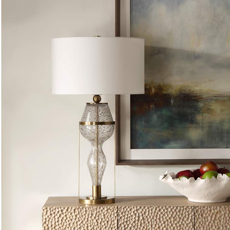 Image 3 Out Of Time Seeded Glass with Gray Fleck Table Lamp more views