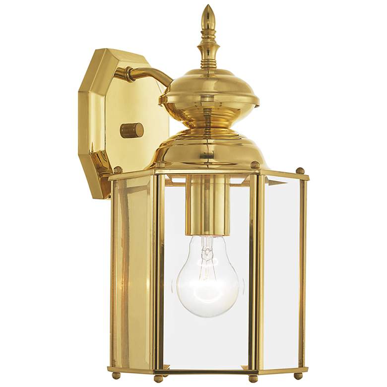 Image 3 Outdoor Basics 13-in H Polished Brass Medium Base (E-26) Outdoor Wall Light