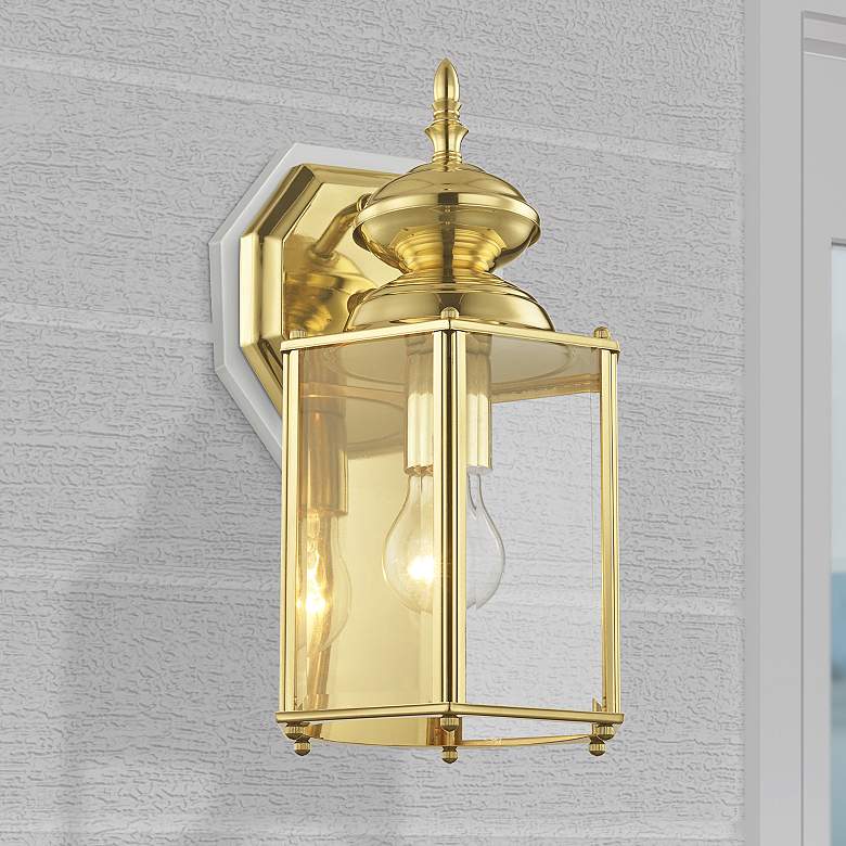 Image 1 Outdoor Basics 13-in H Polished Brass Medium Base (E-26) Outdoor Wall Light