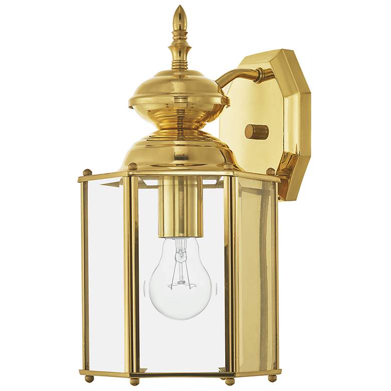 Image 5 Outdoor Basics 13-in H Polished Brass Medium Base (E-26) Outdoor Wall Light more views