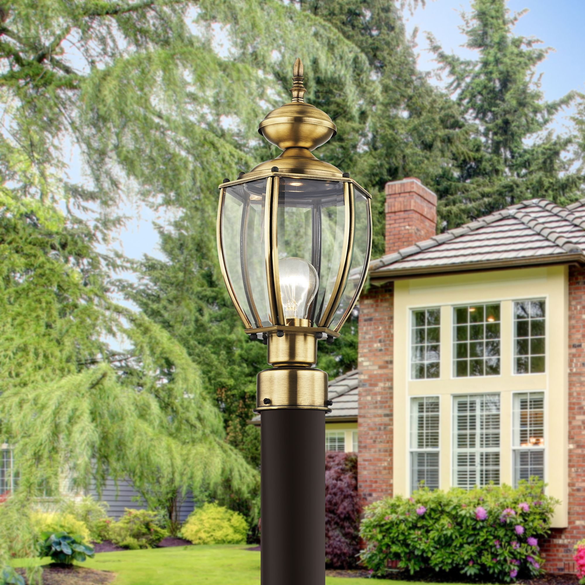 Outdoor Basics 16 1/2" High Antique Brass Outdoor Post Mount Light