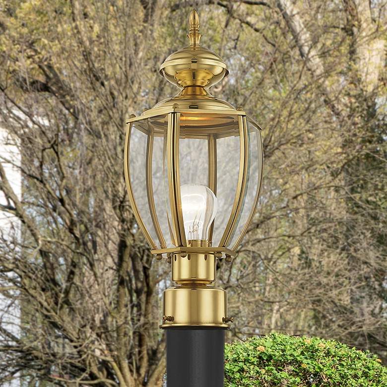 Image 2 Outdoor Basics 16 1/2"H Polished Brass Outdoor Post Light