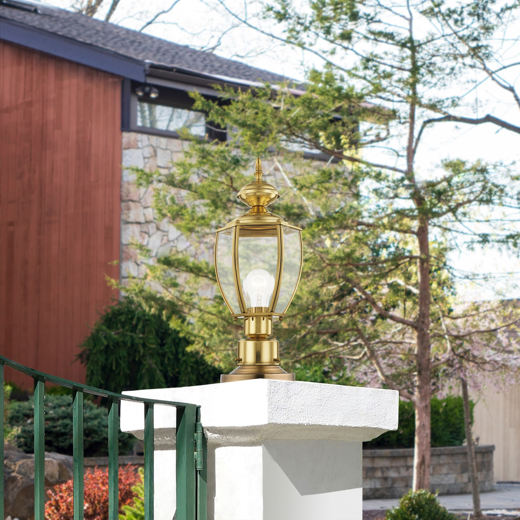 Outdoor Basics 16 1/2"H Polished Brass Outdoor Post Light in scene