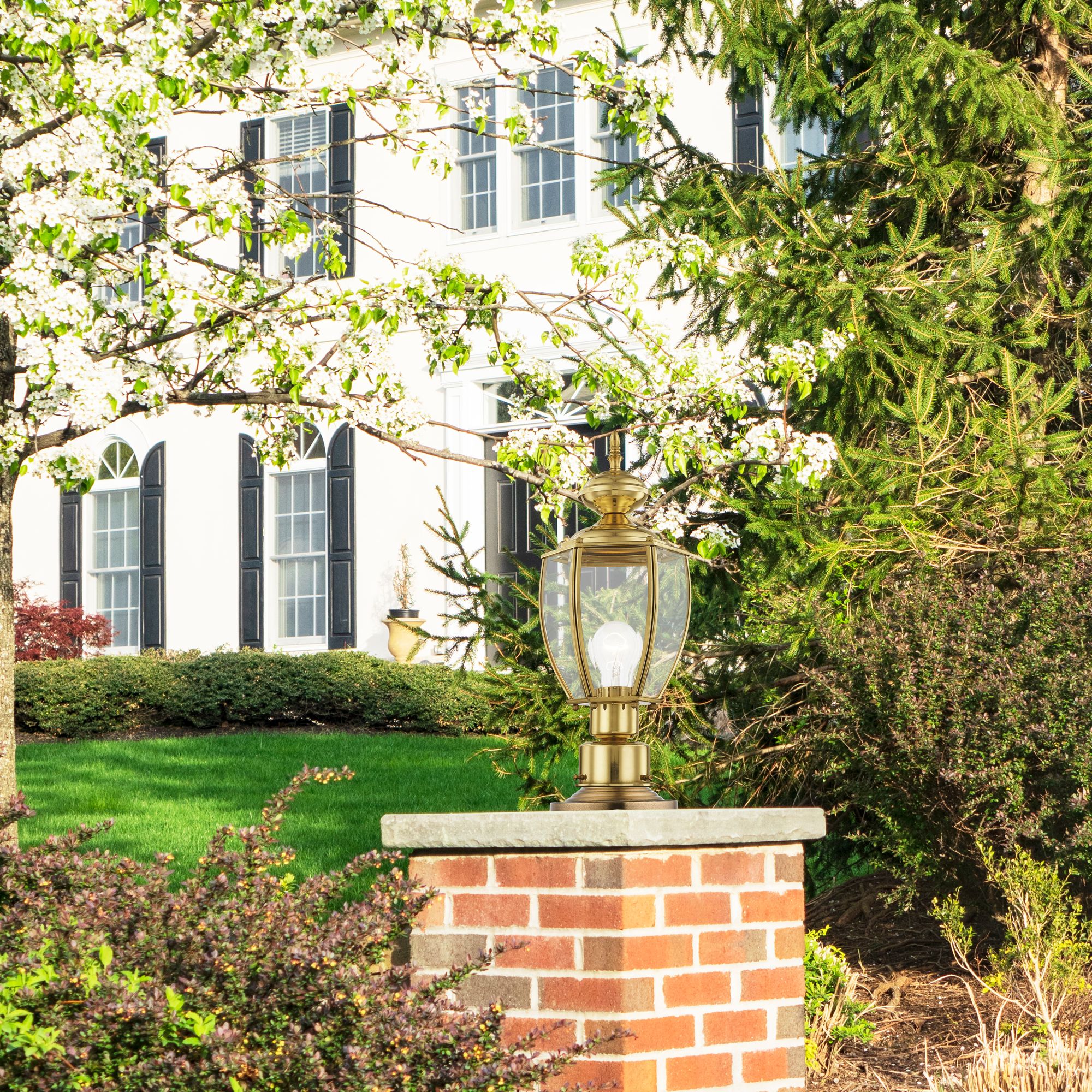 Outdoor Basics 16 1/2"H Polished Brass Outdoor Post Light in scene