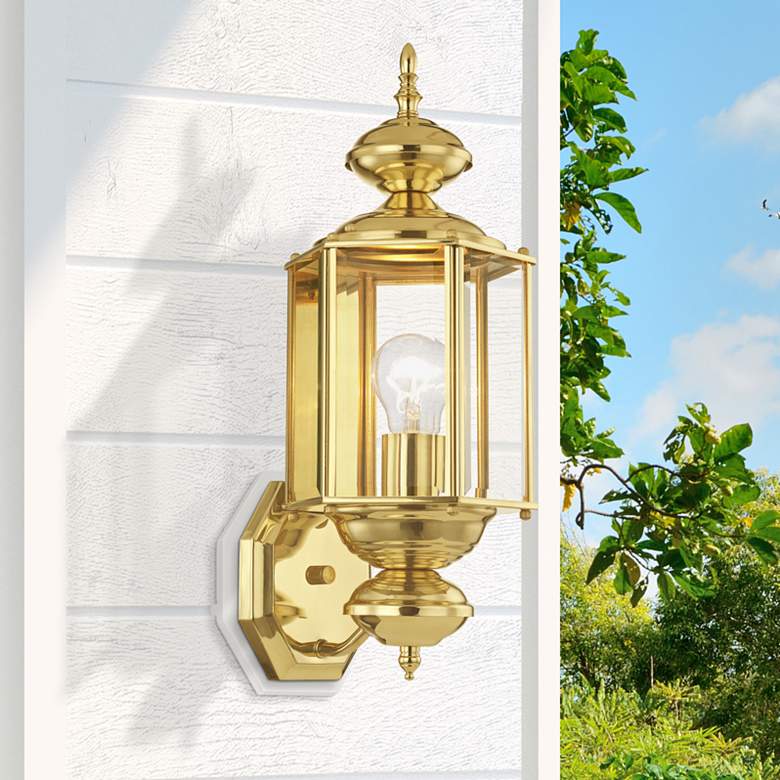 Image 1 Outdoor Basics 17" High Polished Brass Outdoor Wall Light