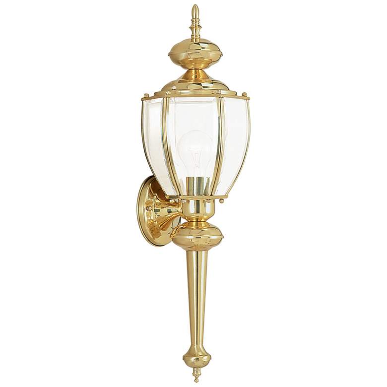 Image 2 Outdoor Basics 25 1/4"H Polished Brass Lantern Wall Light