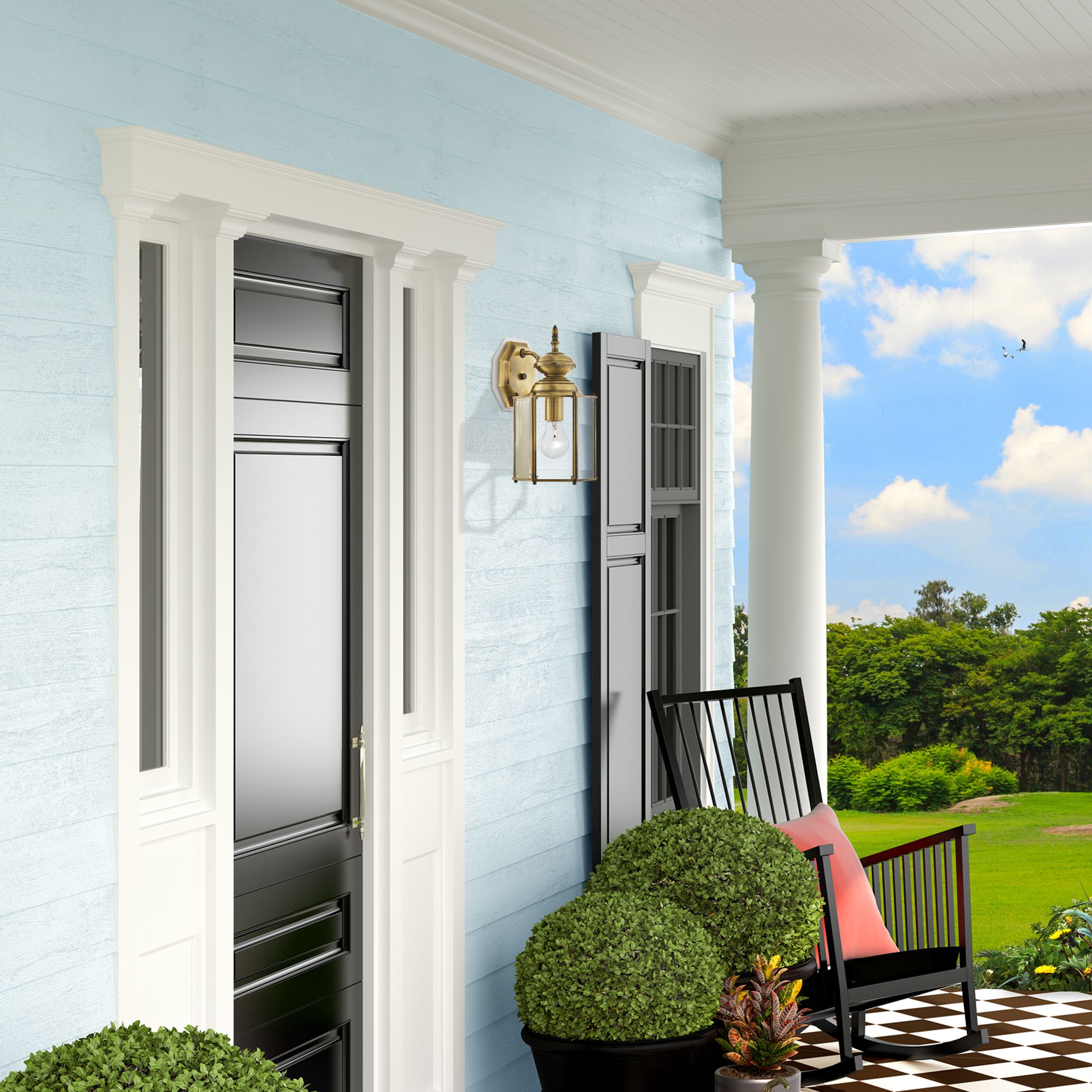 Outdoor Classics 13" High Antique Brass Outdoor Wall Light in scene