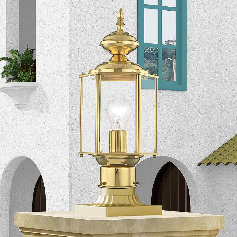 Image 1 Outdoor Classics 14 1/2"H Polished Brass Outdoor Post Light