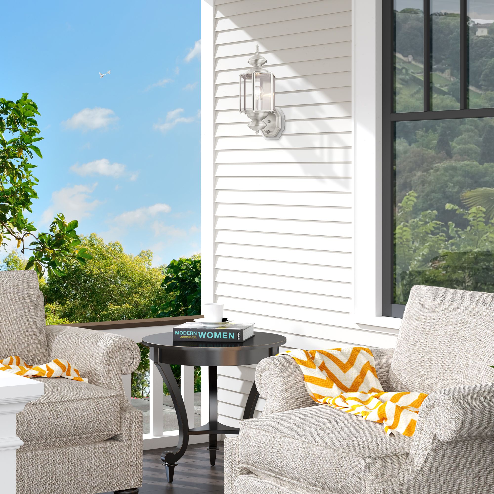 Outdoor Classics 17" High Brushed Nickel Outdoor Wall Light in scene