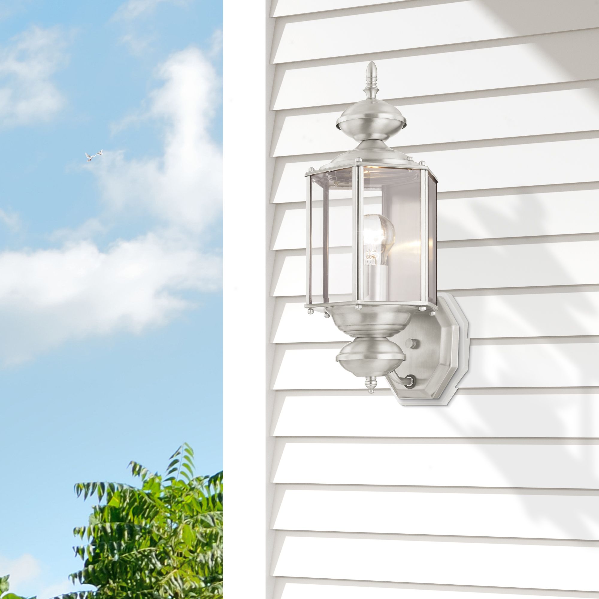 Outdoor Classics 17" High Brushed Nickel Outdoor Wall Light in scene