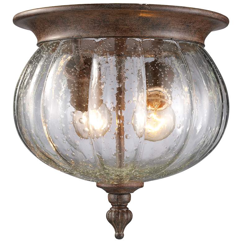 Image 1 Outdoor Flush Mount Light in Weathered Bronze Finish