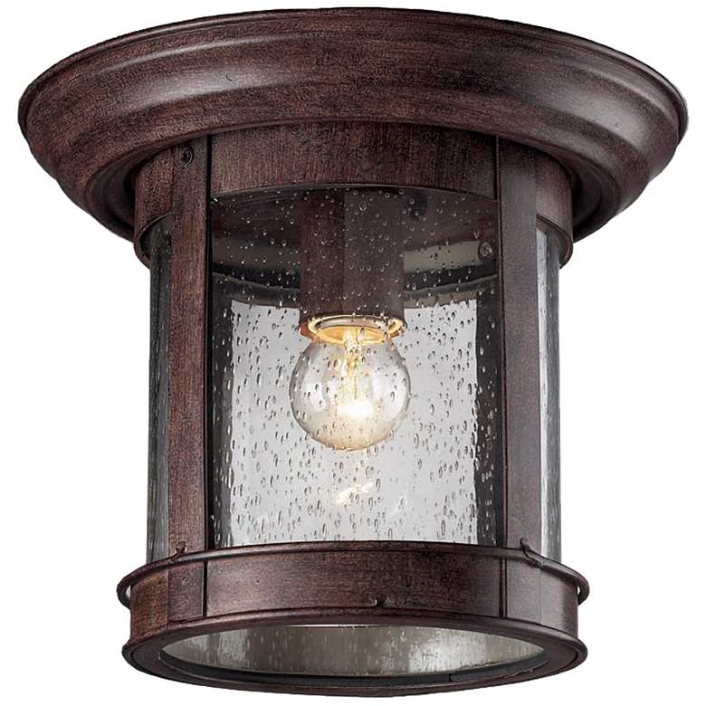 Image 1 Outdoor Flush Mount Light in Weathered Bronze Finish