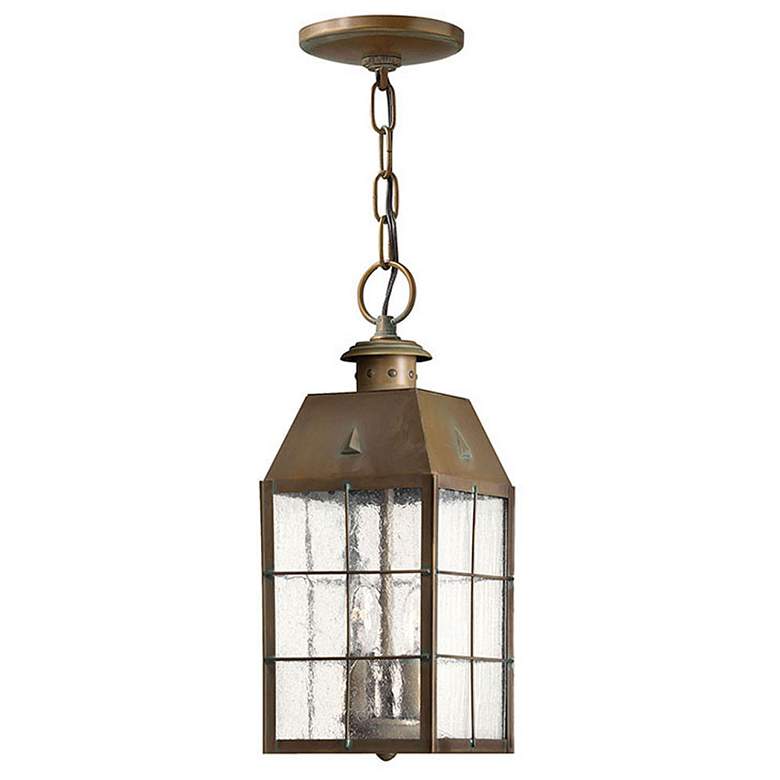 Image 1 Outdoor Nantucket-Medium Hanging Lantern-Aged Brass