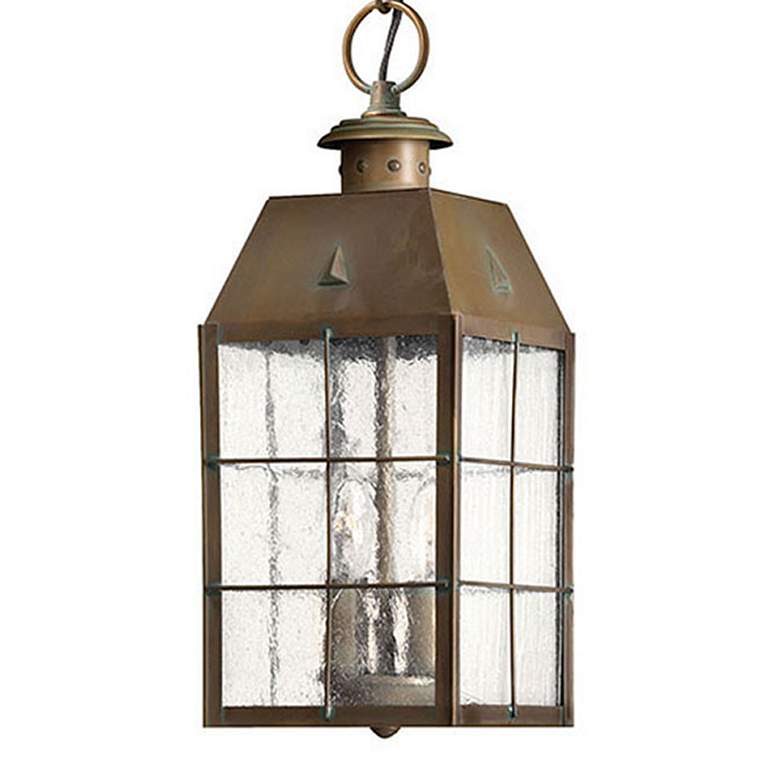 Image 3 Outdoor Nantucket-Medium Hanging Lantern-Aged Brass more views