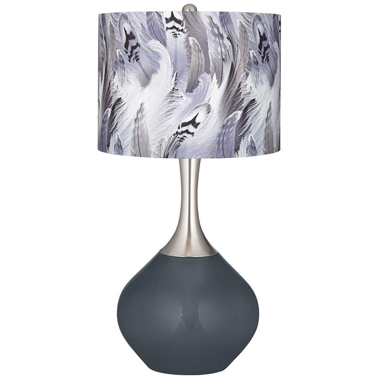 Image 1 Outer Space Feather Print Shade Spencer Table Lamp