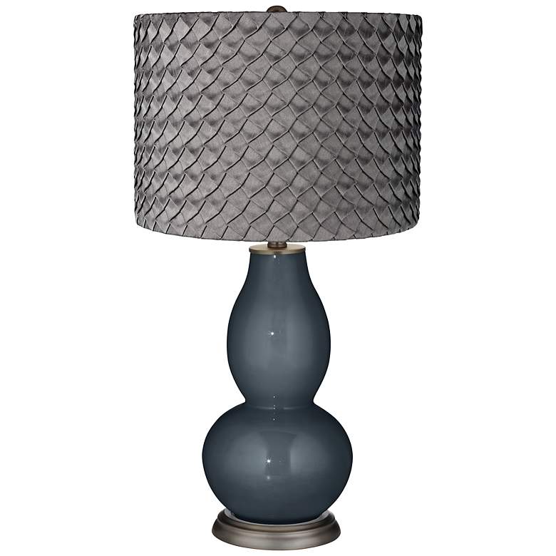 Image 1 Outer Space Pleated Charcoal Shade Double Gourd Table Lamp