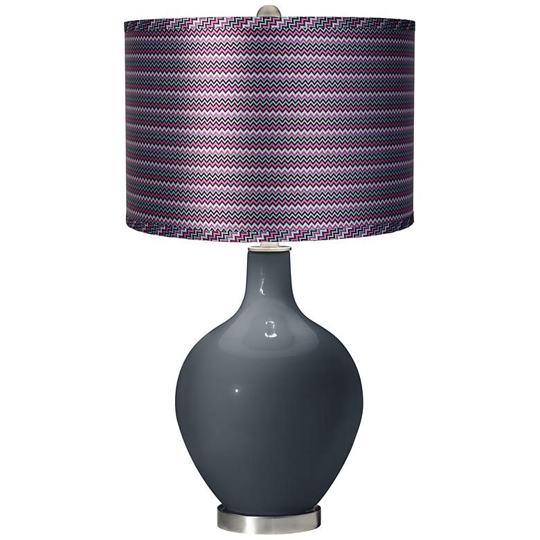 Image 1 Outer Space - Satin Purple Zig Zag Shade Ovo Table Lamp