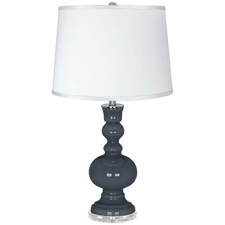 Image 1 Outer Space - Satin Silver White Shade Apothecary Table Lamp