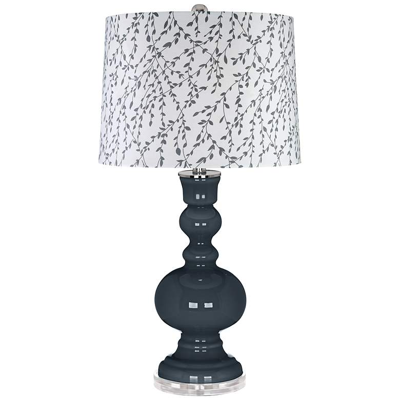Image 1 Outer Space White with Gray Leaves Shade Apothecary Table Lamp