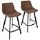 Outlaw 25 1/2" Brown Faux Leather Counter Stool Set of 2