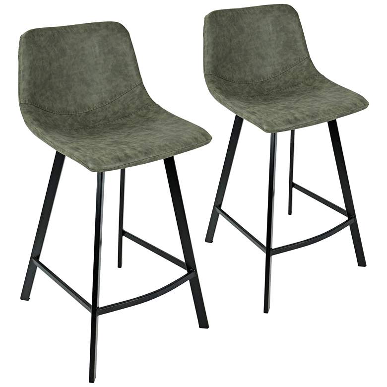 Outlaw 25 1/2&quot; Green Faux Leather Counter Stool Set of 2