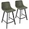 Outlaw 25 1/2" Green Faux Leather Counter Stool Set of 2