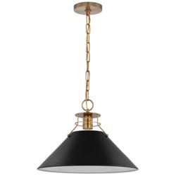 Outpost; 1 Light; Large Pendant; Matte Black with Burnished Brass