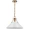 Outpost; 1 Light; Large Pendant; Matte White with Burnished Brass