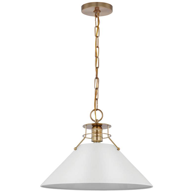 Image 1 Outpost; 1 Light; Large Pendant; Matte White with Burnished Brass