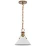 Outpost; 1 Light; Small Pendant; Matte White with Burnished Brass