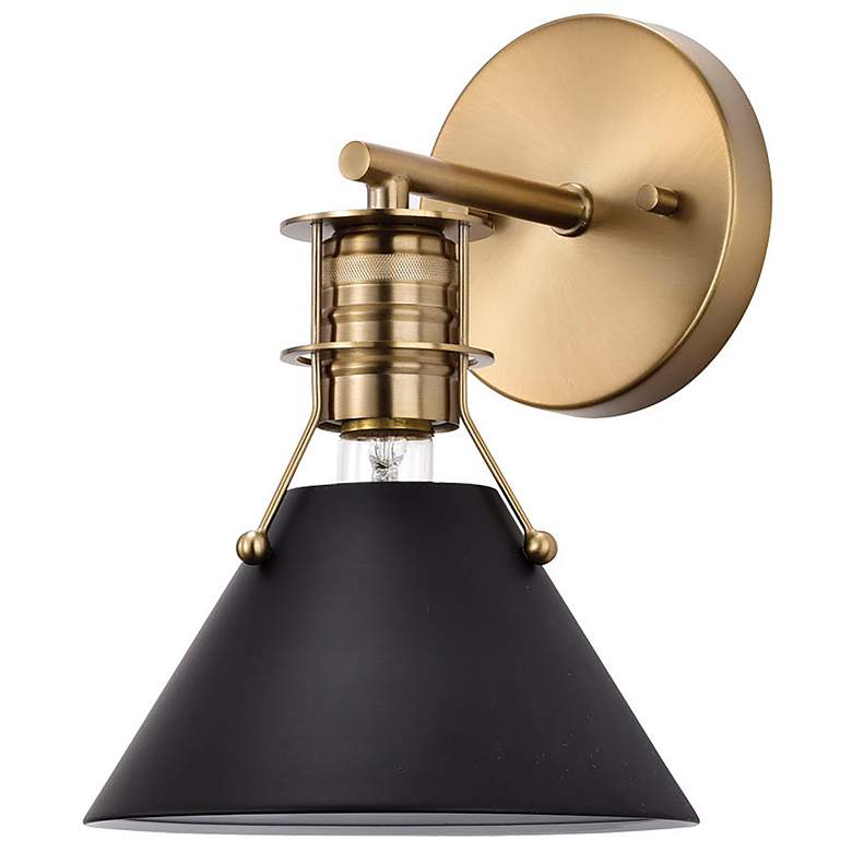 Image 1 Outpost; 1 Light; Wall Sconce; Matte Black with Burnished Brass