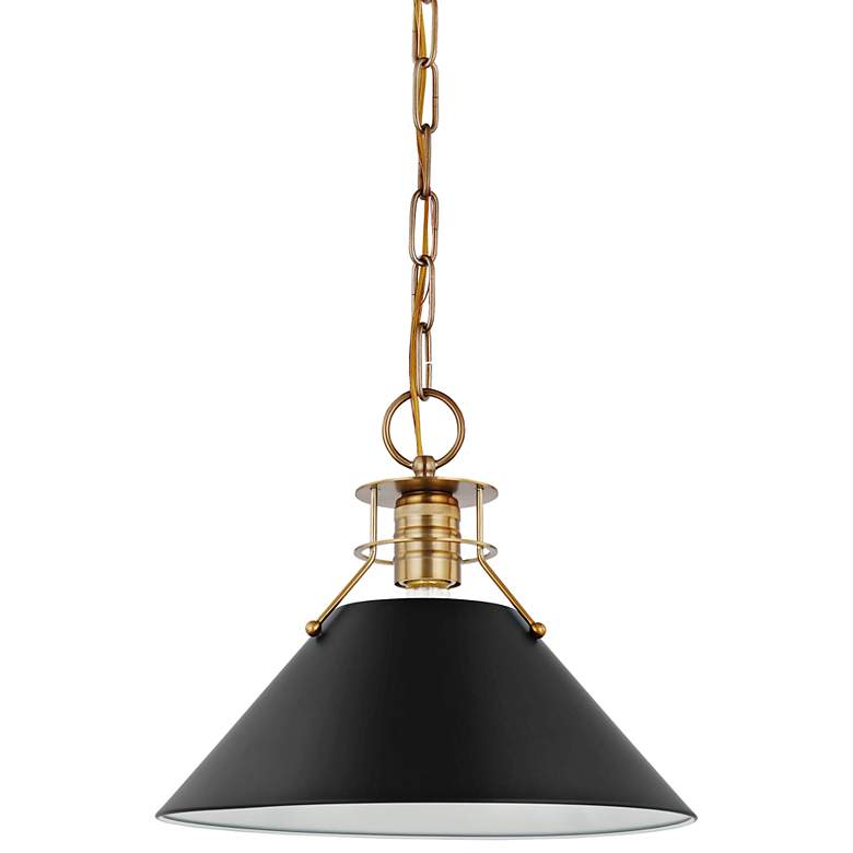 Image 1 Outpost 13" Wide Burnished Brass and Black Pendant Light
