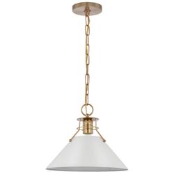 Outpost 13&quot; Wide Matte White Burnished Brass Pendant Light