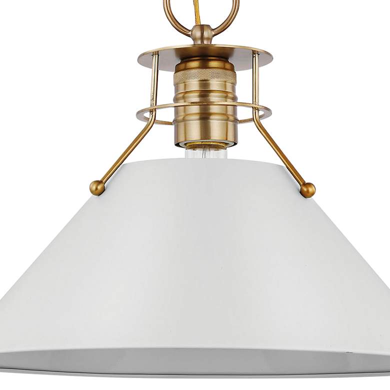 Image 2 Outpost 13" Wide Matte White Burnished Brass Pendant Light more views
