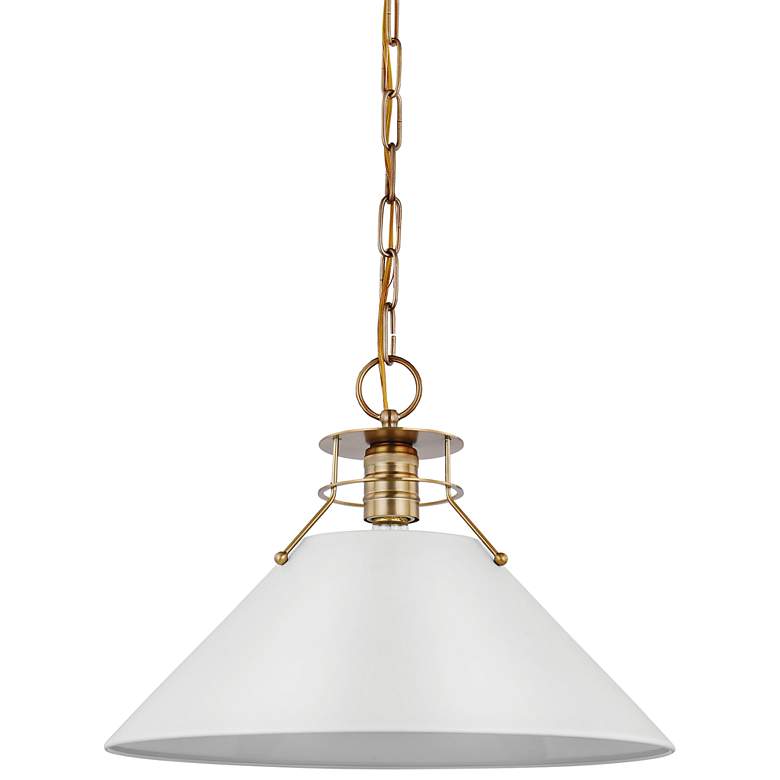 Image 2 Outpost 16 1/2" Wide Burnished Brass and White Pendant Light