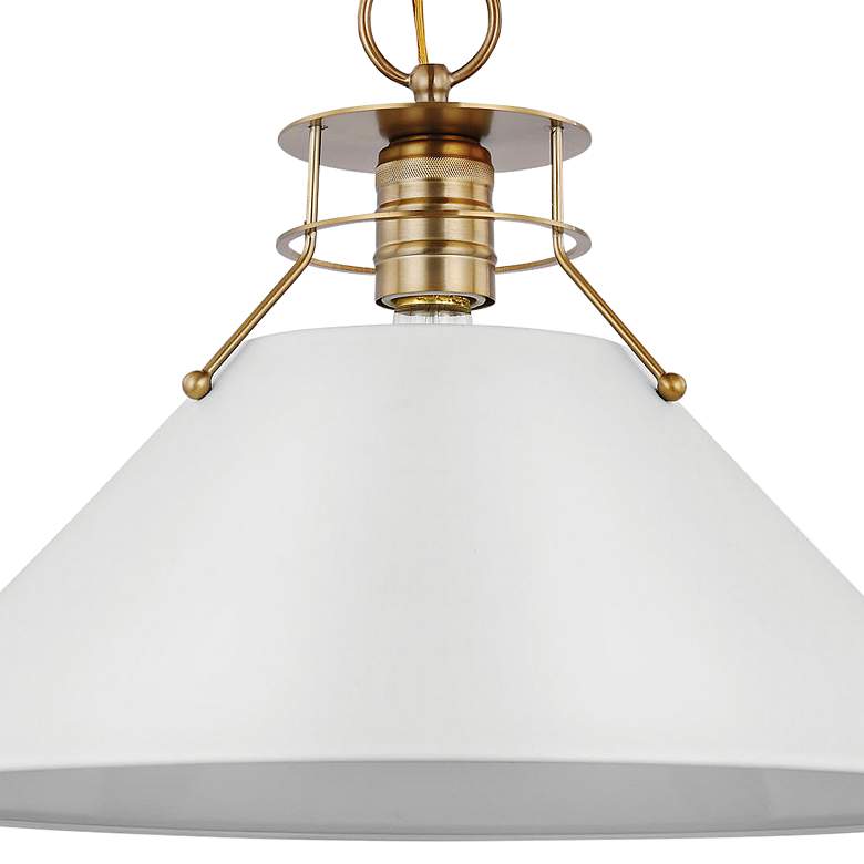 Image 3 Outpost 16 1/2" Wide Burnished Brass and White Pendant Light more views