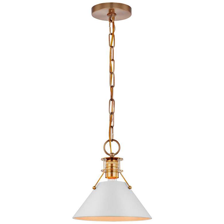 Image 5 Outpost 16 1/2" Wide Burnished Brass and White Pendant Light more views