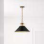 3_Outpost 16 1/2" Wide Matte Black and Brass Pendant Light more views