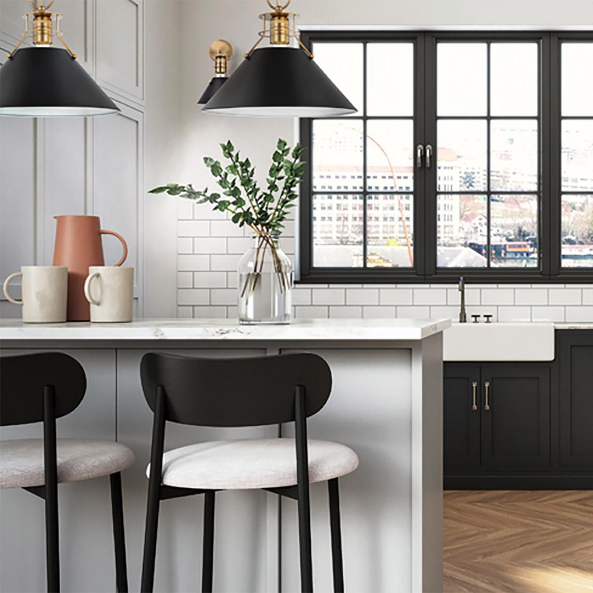 Image 6 Outpost 16 1/2" Wide Matte Black and Brass Pendant Light more views