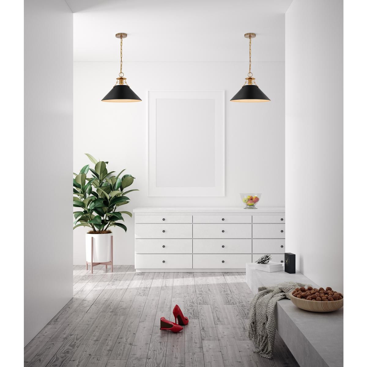 Image 7 Outpost 16 1/2" Wide Matte Black and Brass Pendant Light more views