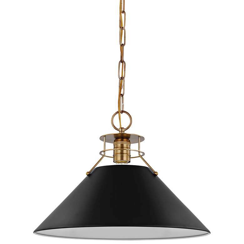 Image 2 Outpost 16 1/2" Wide Matte Black with Brass Pendant Light