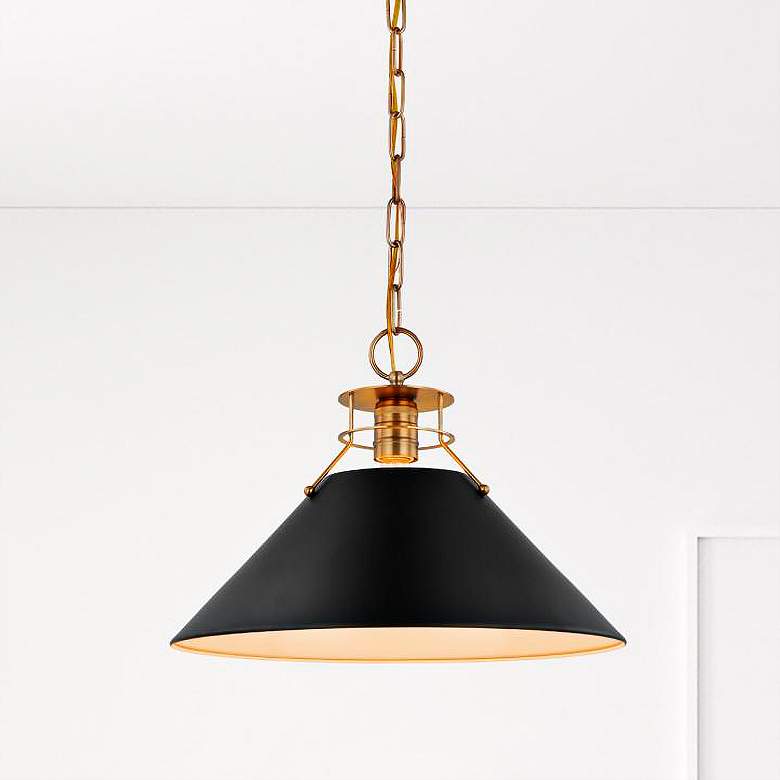 Image 1 Outpost 16 1/2" Wide Matte Black with Brass Pendant Light